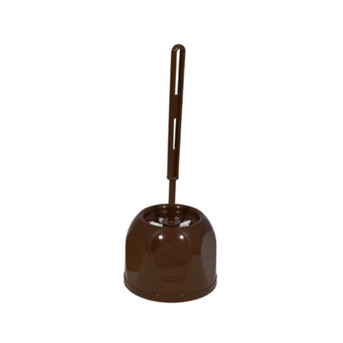 Brosse WC + support en plastique - Diamètre 11 x H 34 cm - Marron Brosse WC + support en plastique - Diamètre 11 x H 34 cm - Marron