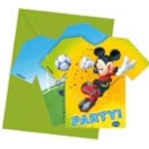 Cartes d'invitation et enveloppes x 6 Mickey goal