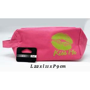 Trousse de toilette imprimée - L 22 x H 9 x l 11 cm - Rose