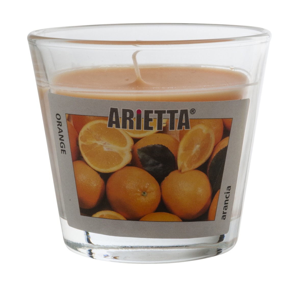 Bougie parfumée orange dans son pot - Diamètre 9 x H 8 cm - Rouge, transparent