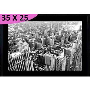 Tableau New-York vue du ciel - L 25 x P 2 x l 38 cm - Noir, blanc - VUE SUR IMAGE