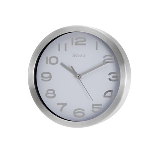 Horloge murale rétro en aluminium - Diamètre 20 cm - Blanc