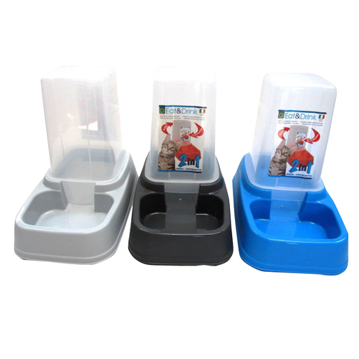 Distributeur A Eau Et Croquettes Plastique Gris Bleu Jeux Et Equipements Pour Chiens La Foir Fouille