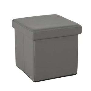 Pouf coffre cube - Gris - 38 x 38 x 37 cm