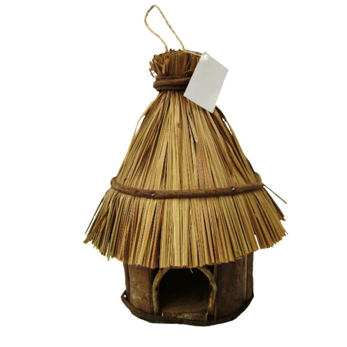 Maison toit de chaume - Bois - 24 x 20 x H 20 cm - Marron