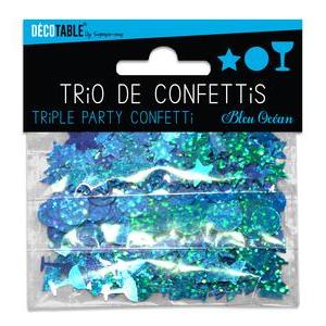 Trio de confettis bleu océan