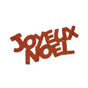 Joyeux Noël autocollant pailleté x 2 - 6.5 x 12.5 cm - Rouge