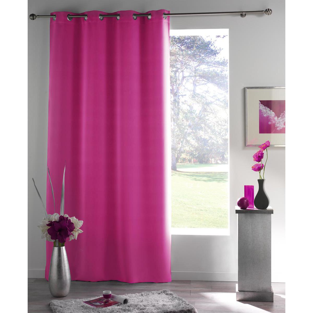 Panneau occultant à œillets - 100% polyester - 140 x 260 cm - Rose fuchsia Panneau occultant à œillets - 100% polyester - 140 x 260 cm - Rose fuchsia