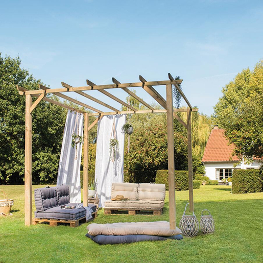 Pergola Wood 300 X 300 X H 244 Cm Marron Tonnelles De Jardin