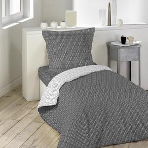 Housse de couette 1 personne - 140 x 200 cm - Gris et blanc