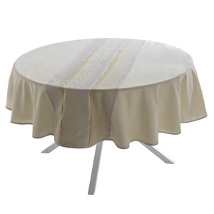 Nappe ronde modèle patchwork en coton - Diamètre 180 cm - Blanc écru