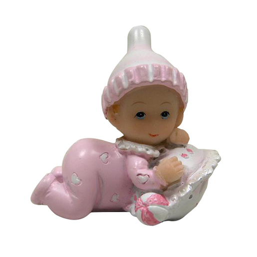 Lot de 2 figurines bébé fille en résine - 3,5 x 2,7 x 4 cm - Rose Lot de 2 figurines bébé fille en résine - 3,5 x 2,7 x 4 cm - Rose