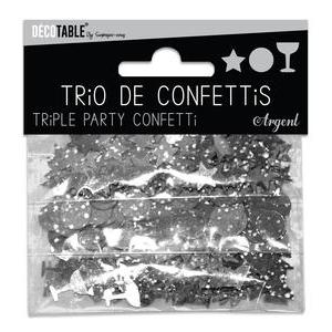 Trio de confettis argent