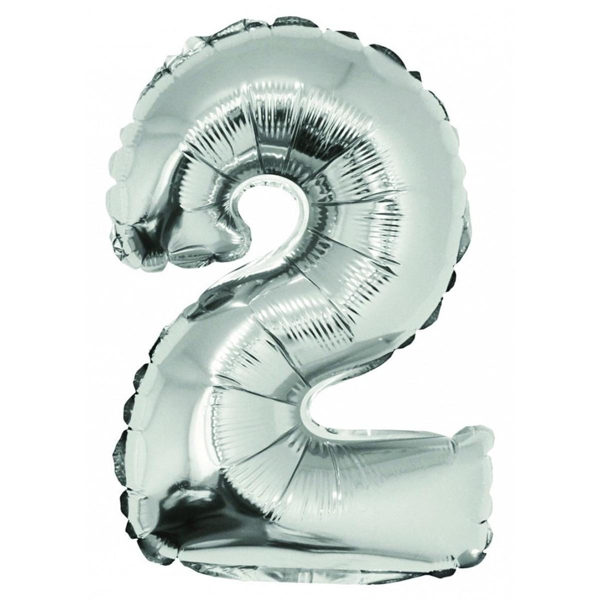 Ballon chiffre 2 - H 40 cm - Argent - C'PARTY