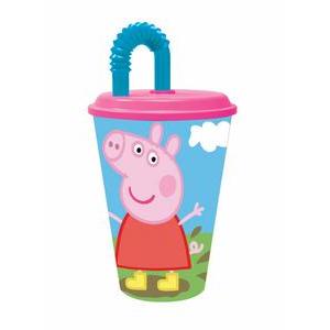 Gourde avec paille Peppa Pig - polypropylène - 430 ml - Multicolore
