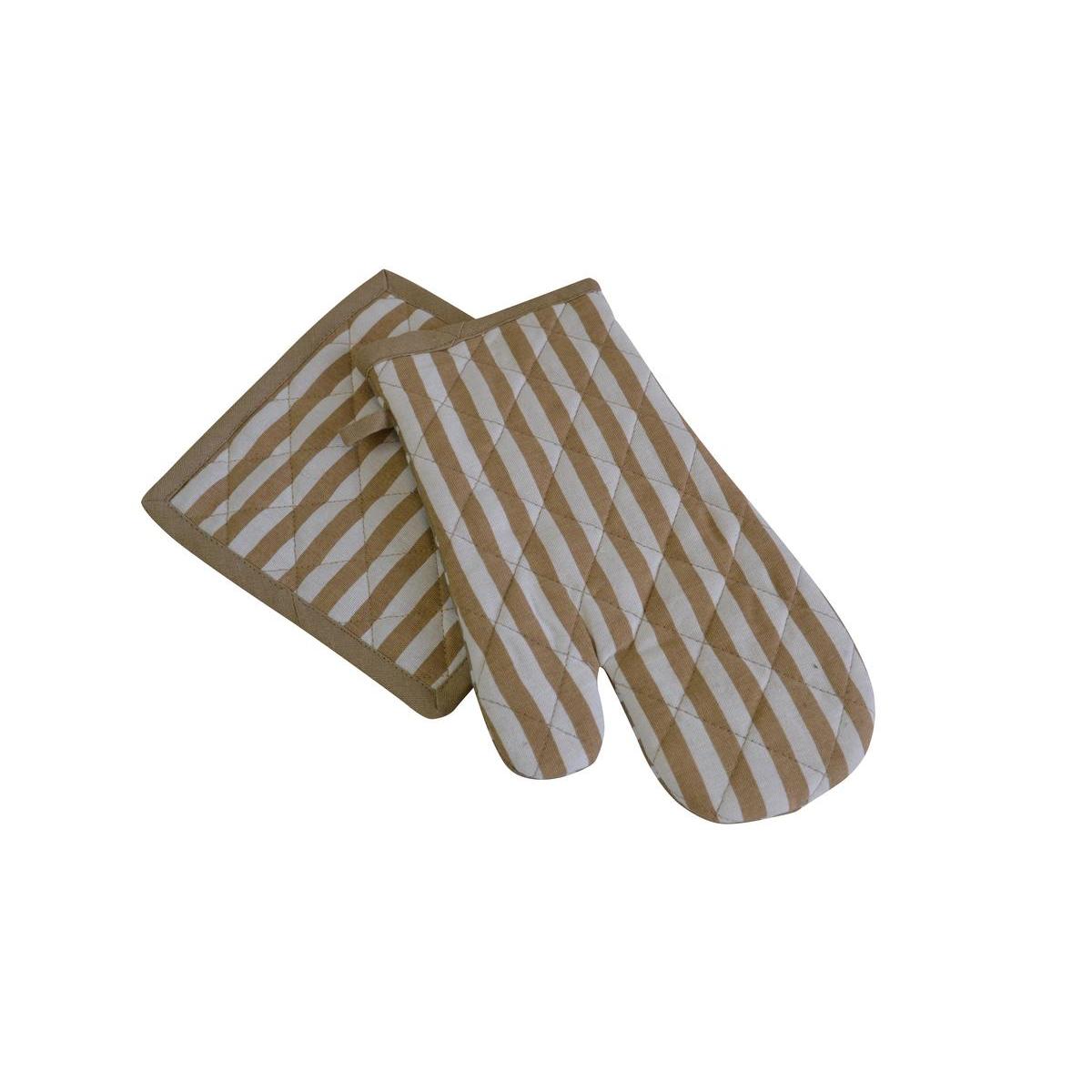 Gant + manique en 100% coton - 18 x 30 cm - 20 x 20 cm - Beige Gant + manique en 100% coton - 18 x 30 cm - 20 x 20 cm - Beige