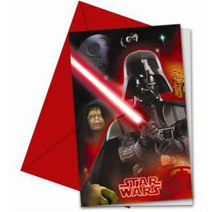 6 cartes d'invitation et enveloppes Star Wars - Carton - 14 x 9,5 cm - Multicolore