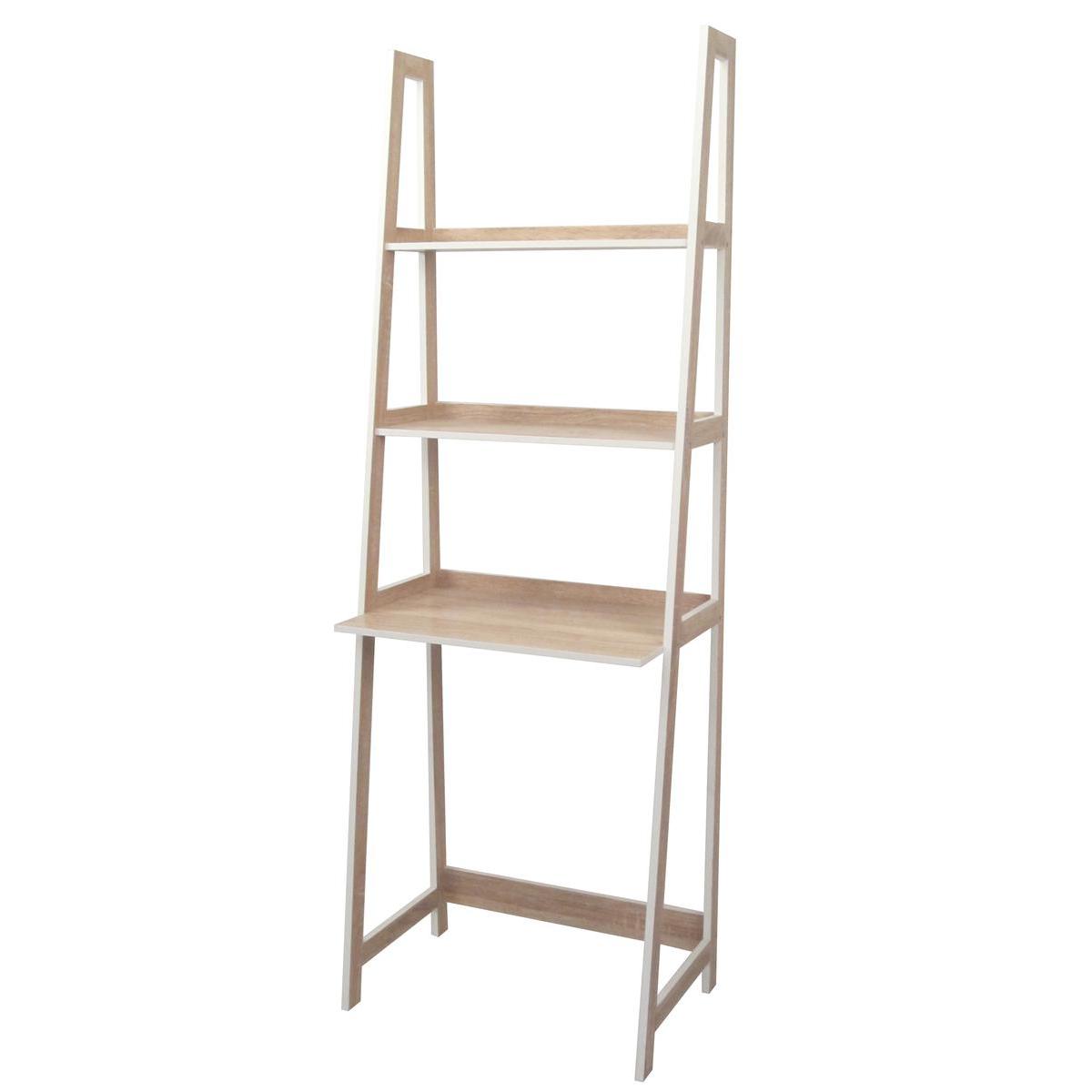 Bureau 2 en 1 bibliothèque - MDF et panneaux de particules - 62,5 x 40 x H 180 cm - Couleur naturelle Bureau 2 en 1 bibliothèque - MDF et panneaux de particules - 62,5 x 40 x H 180 cm - Couleur naturelle