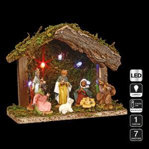 Creche de Noël lumineuse 5 led avec 7 santons inclus