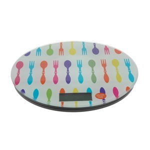 Balance de cuisine couleurs pop jusque 5 kg - Piles incluses - Diamètre 19 cm - Modèle Couverts