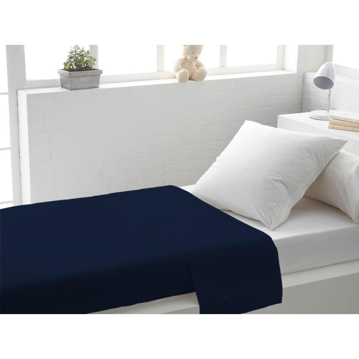 Drap plat - 180 x 290 cm - Bleu marine Drap plat - 180 x 290 cm - Bleu marine