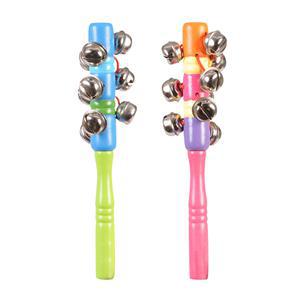 Instrument a grelots en pin et acier - 20 cm - Multicolore