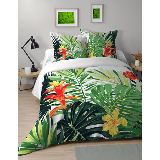 Housse De Couette Jungle Calao 2 Personnes L 260 X L 240 Cm