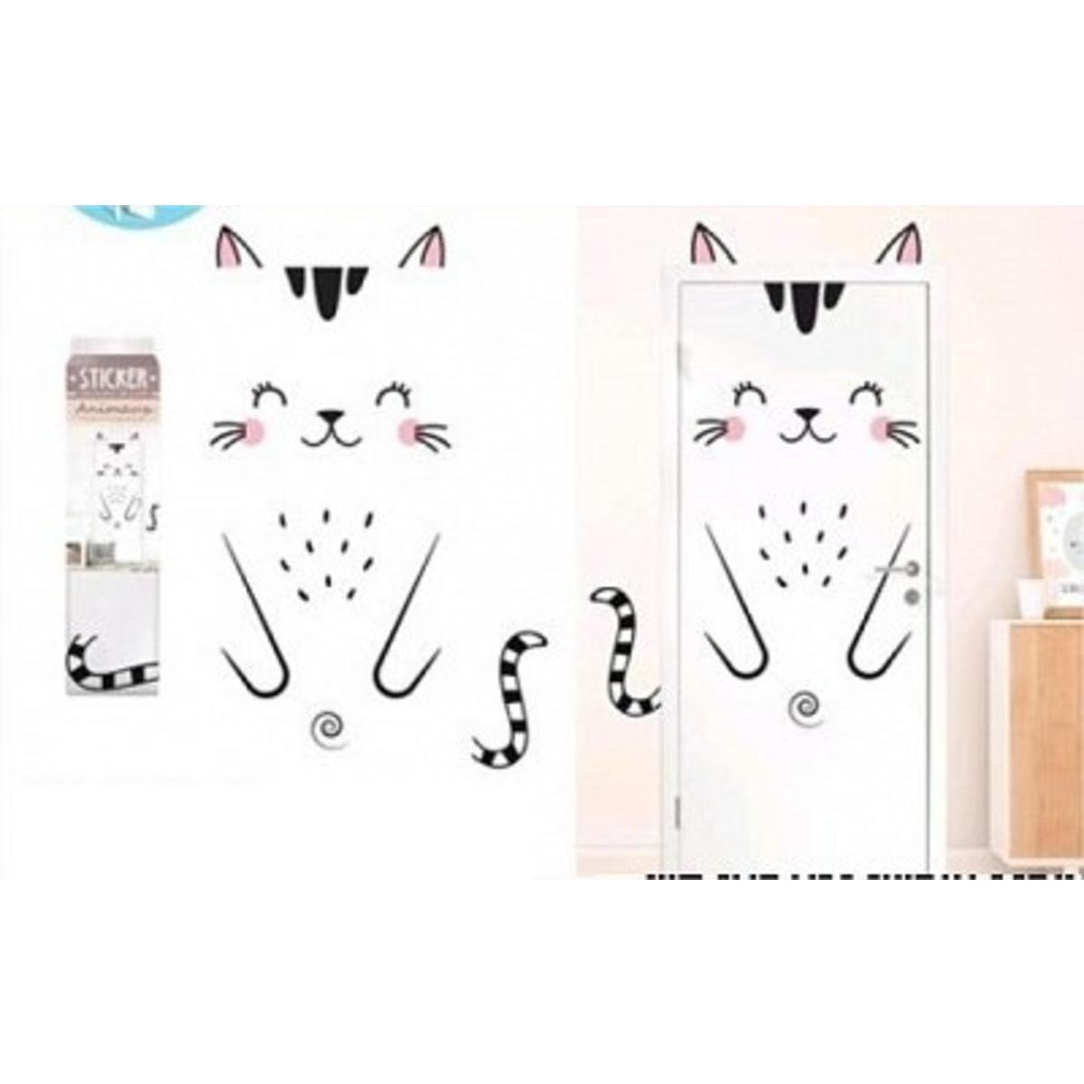 Autocollant De Porte Geant Chat H 50 X 70 Cm Multicolore Posters Stickers Et Adhesifs Deco La Foir Fouille