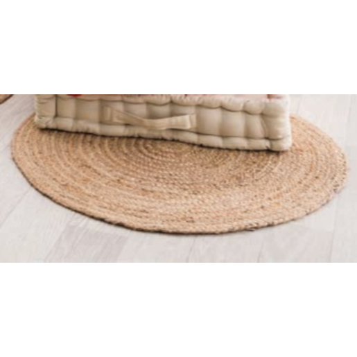 Soldes 2020 Tapis Rond A Franges Jute Naturel Motif Rosace Blanc