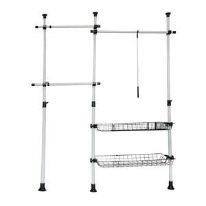 Penderie double extensible en acier - 160 cm - 195 x 38 x H 103 cm - 278 cm - blanc