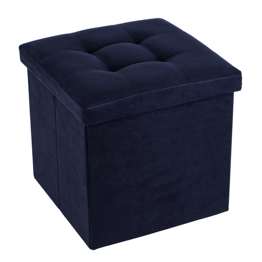 Pouf Pliant Effet Suedine Bleu Meubles De Salon La Foir Fouille