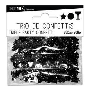 Trio de confettis noir pur