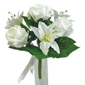 Bouquet de mariée - H 32 cm - Blanc
