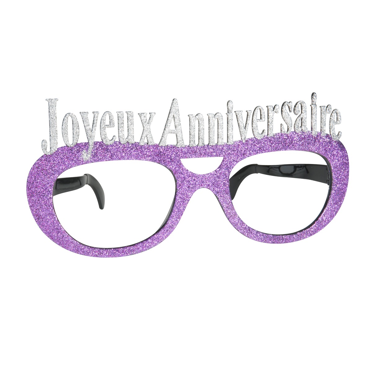 Lunettes géantes pailletées Joyeux anniversaire - 23 cm - Violet