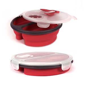 Lunch box rétractable - 2 compartiments 45 cl - Couverts intégrés - rouge