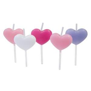 bougie sur pique forme coeur (x 5)