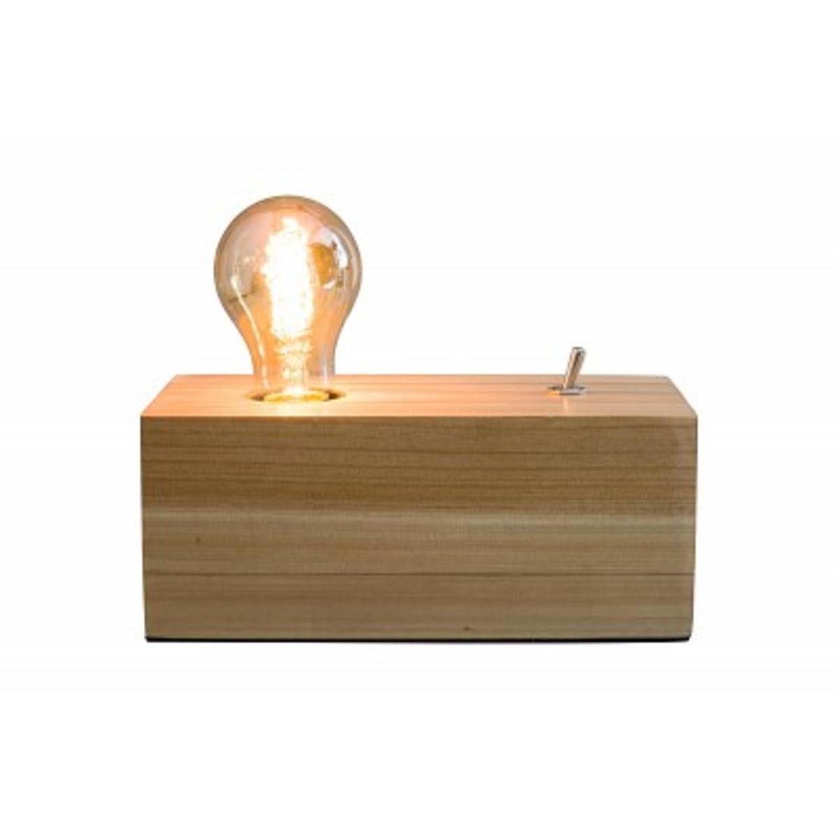 Lampe vintage bois - 22 x 11 x H 10 cm - K.KOON Lampe vintage bois - 22 x 11 x H 10 cm - K.KOON