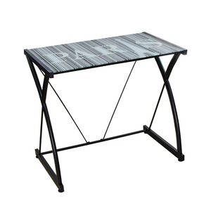 Console informatique en verre modèle Paris - 85 x 50 x H 73 cm - Noir, gris