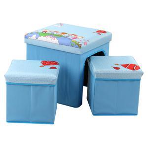 Table et tabouret enfant - MDF intissé - 40 x 40 x H 45 cm - 30 x 30 x H 30 cm - Bleu ciel