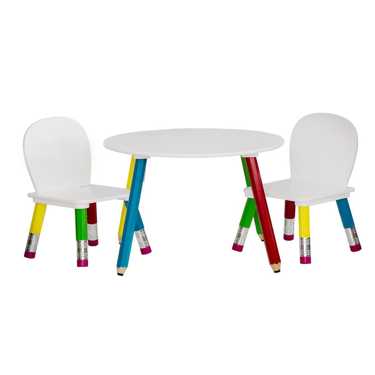 Ensemble table + 2 chaises - MDF - Blanc