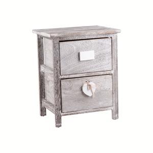 Meuble de rangement 2 tiroirs - Bois - 35 x 28 x H 43 cm - Gris