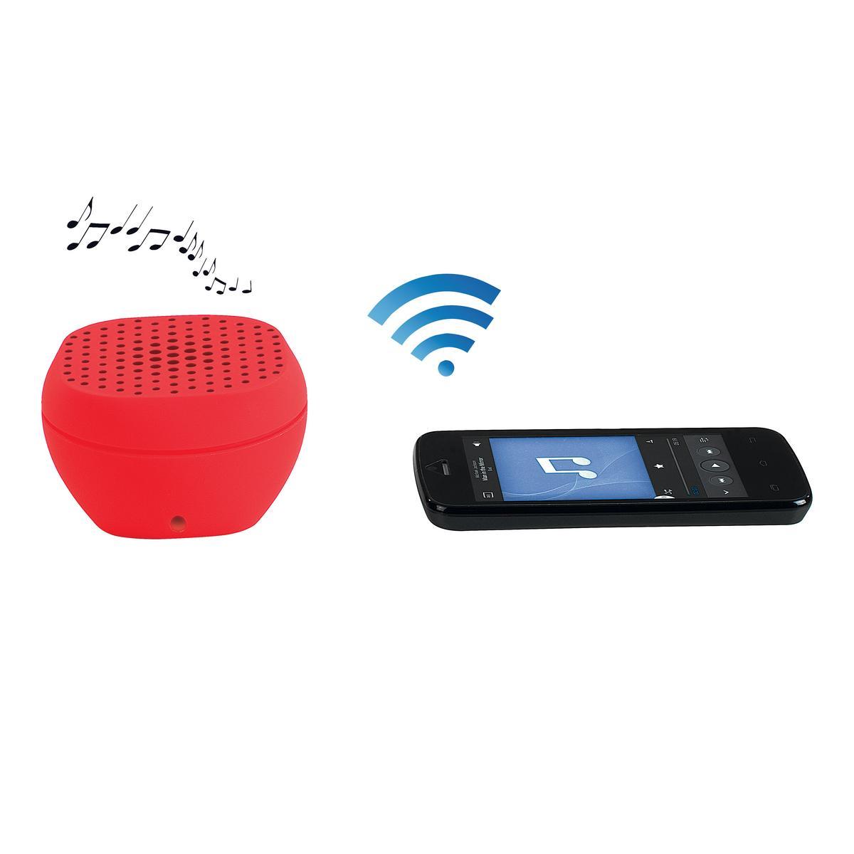 Haut-parleur bluetooth - Finition gomme - 8 x 4,8 x H 8 cm - Noir ou rouge Haut-parleur bluetooth - Finition gomme - 8 x 4,8 x H 8 cm - Noir ou rouge