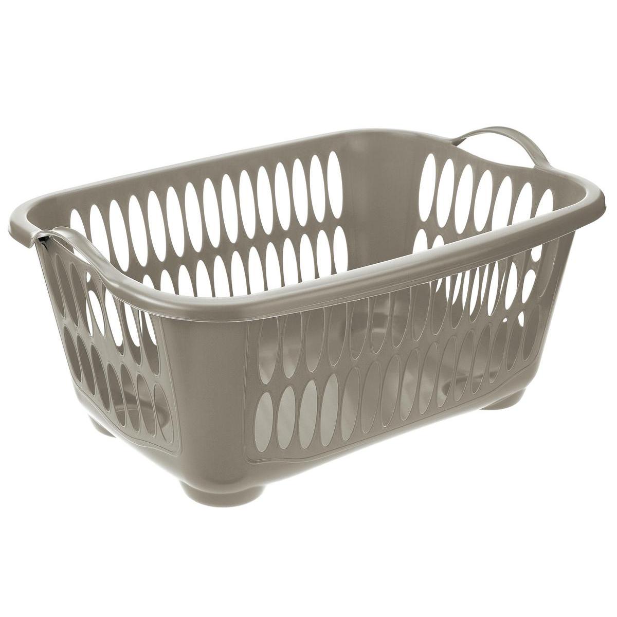 Panier à linge - Plastique - 62,5 x 44,5 x H 27,5 cm - Marron taupe Panier à linge - Plastique - 62,5 x 44,5 x H 27,5 cm - Marron taupe