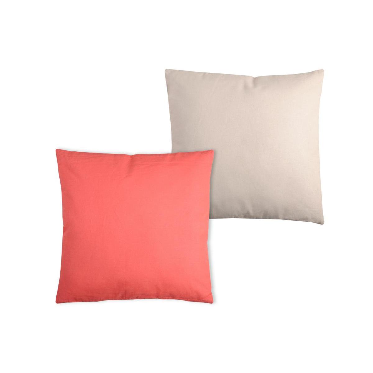 2 coussins- 100 % coton -50 x 50 cm - Beige et orange 2 coussins- 100 % coton -50 x 50 cm - Beige et orange