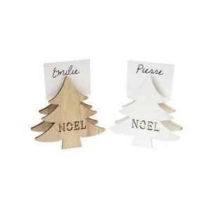 Sapin porte carte Noël foret enneigée - 7.5 x 7.5 x 3 cm - Beige