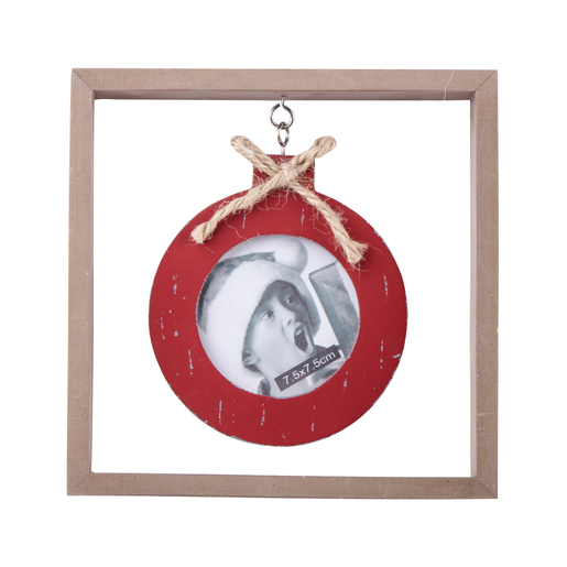 Cadre Photo Rond Suspendu 17 3 X H 17 Cm Marron Rouge
