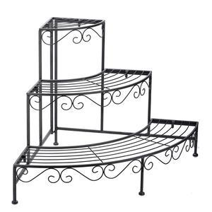 Etagère d'angle porte-plantes - 61 x 61 x H 55 cm - Gris - MOOREA