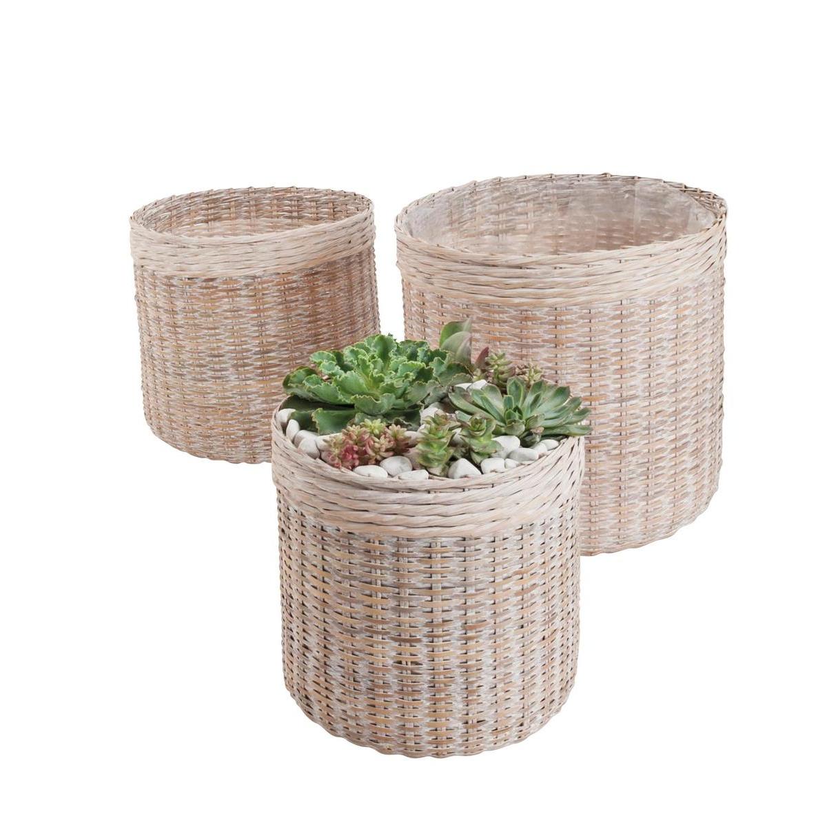 Panier En Osier O 36 X H 38 Cm Beige Pots Jardinieres Cache Pots La Foir Fouille
