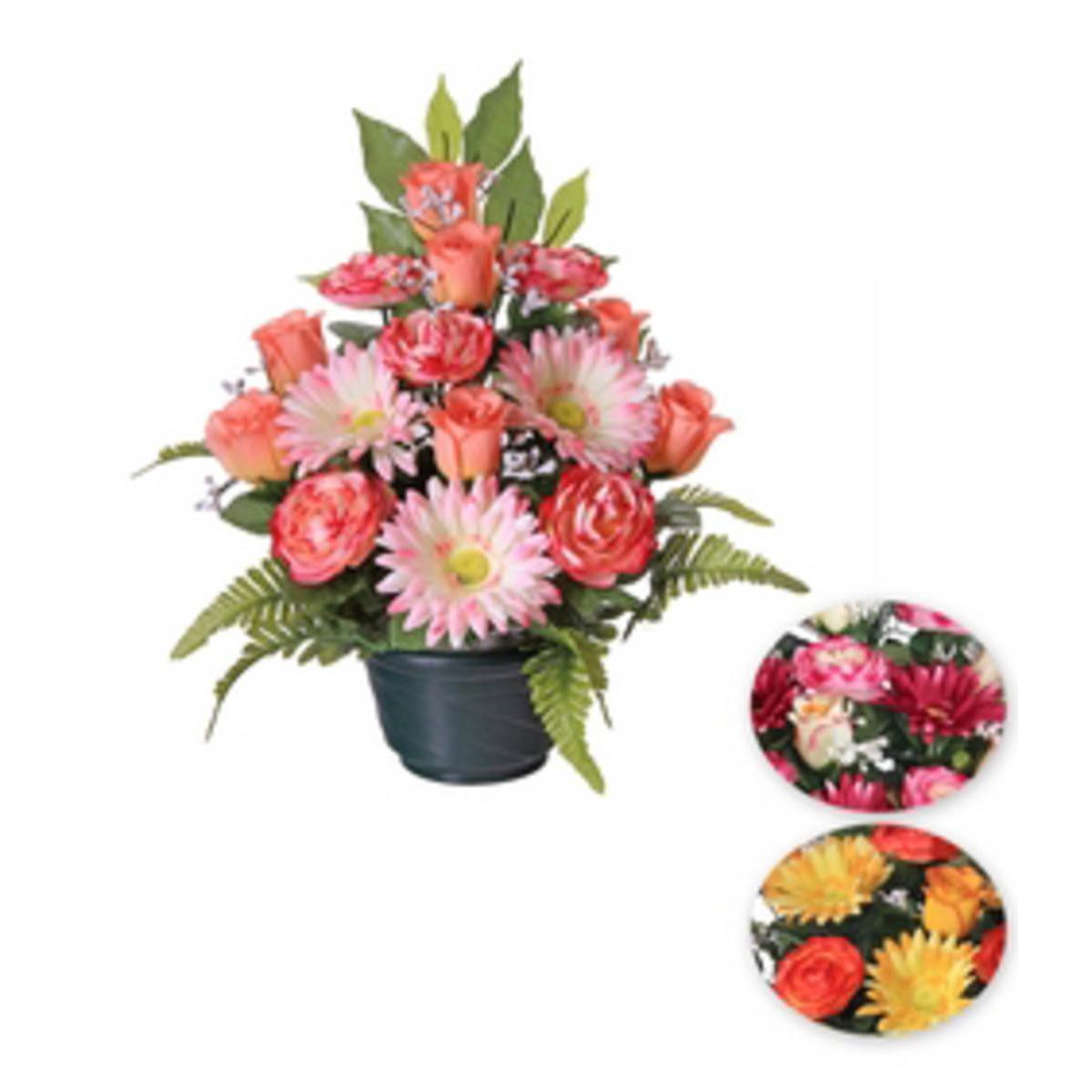 Composition Renoncules,Gerberas,boutons de Roses H 10 cm Composition Renoncules,Gerberas,boutons de Roses H 10 cm