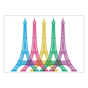 Sticker coloré City - 50 x 70 cm - Modèle Tour Eiffel